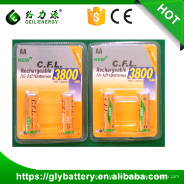 CFL AA 3800mah baterías recargables cfl ni-mh batería nimh batería